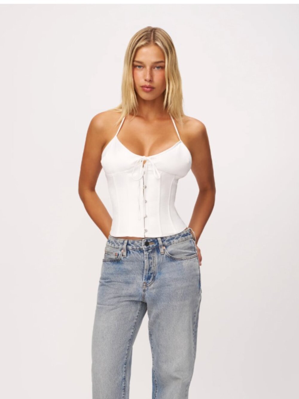 NWT GUIZIO Marini Corset Top, White, M